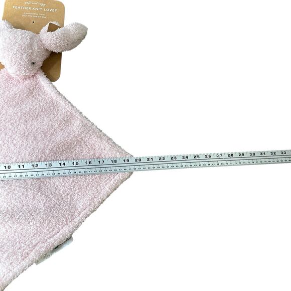 Levi and Emmie Feather Knit Lovey Pink Bunny Rabbit Security Baby Blanket Soft - Picture 7 of 8